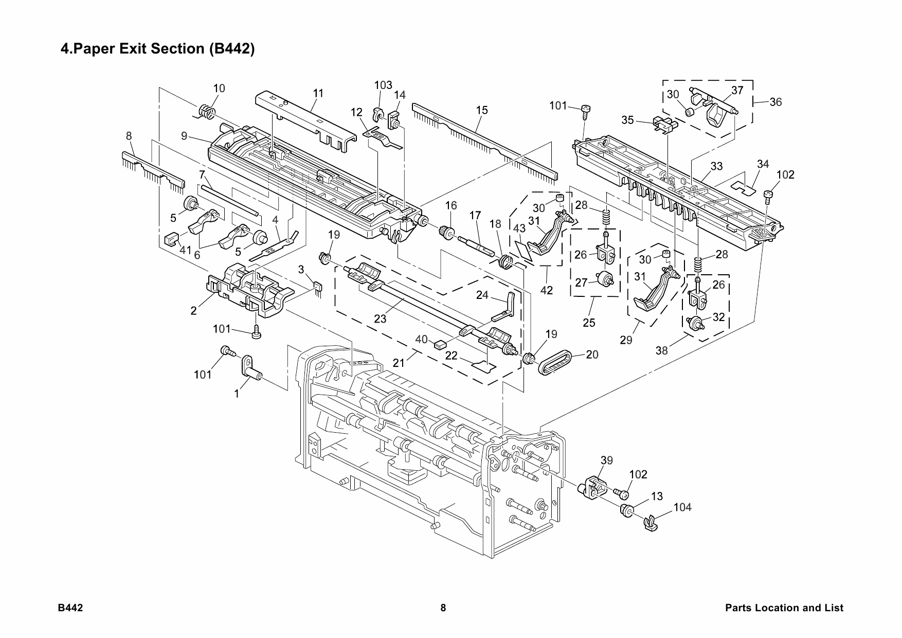 RICOH Options B442 500-SHEET-FINISHER Parts Catalog PDF download-5